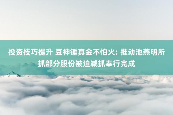 投资技巧提升 豆神锤真金不怕火: 推动池燕明所抓部分股份被迫减抓奉行完成