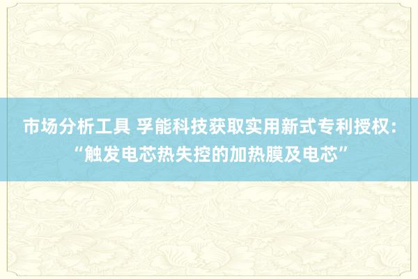 市场分析工具 孚能科技获取实用新式专利授权：“触发电芯热失控的加热膜及电芯”