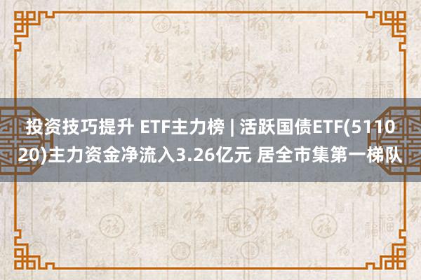 投资技巧提升 ETF主力榜 | 活跃国债ETF(511020)主力资金净流入3.26亿元 居全市集第一梯队