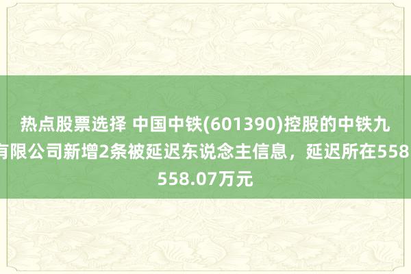 热点股票选择 中国中铁(601390)控股的中铁九局集团有限公司新增2条被延迟东说念主信息，延迟所在558.07万元