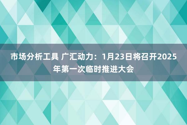 市场分析工具 广汇动力：1月23日将召开2025年第一次临时推进大会