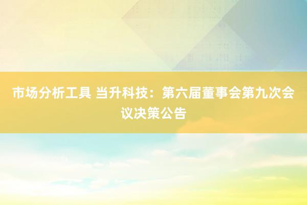 市场分析工具 当升科技：第六届董事会第九次会议决策公告