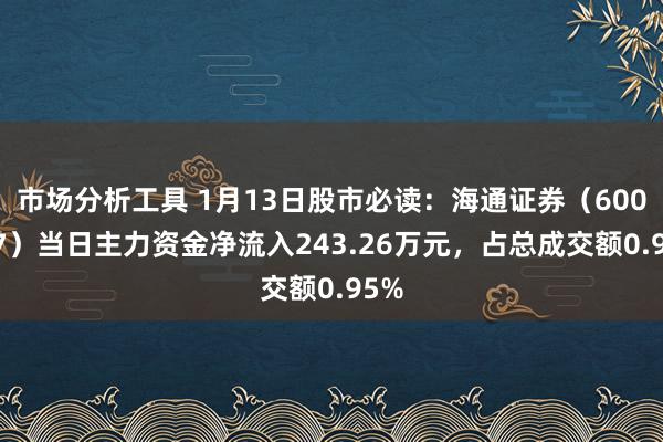 市场分析工具 1月13日股市必读：海通证券（600837）当日主力资金净流入243.26万元，占总成交额0.95%