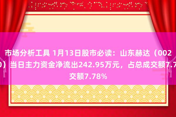 市场分析工具 1月13日股市必读：山东赫达（002810）当日主力资金净流出242.95万元，占总成交额7.78%