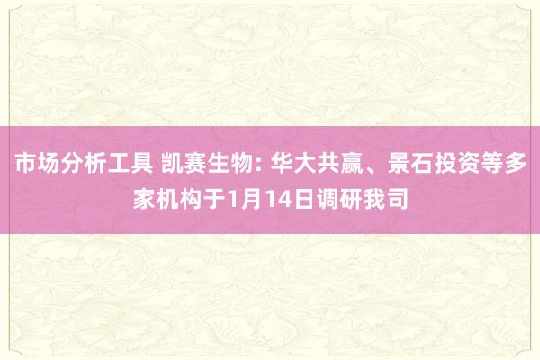 市场分析工具 凯赛生物: 华大共赢、景石投资等多家机构于1月14日调研我司