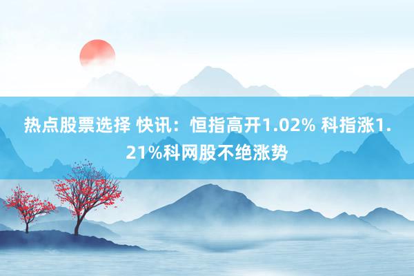 热点股票选择 快讯：恒指高开1.02% 科指涨1.21%科网股不绝涨势