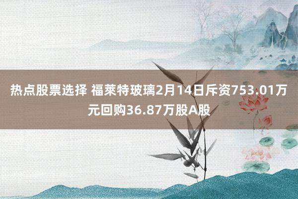 热点股票选择 福萊特玻璃2月14日斥资753.01万元回购36.87万股A股