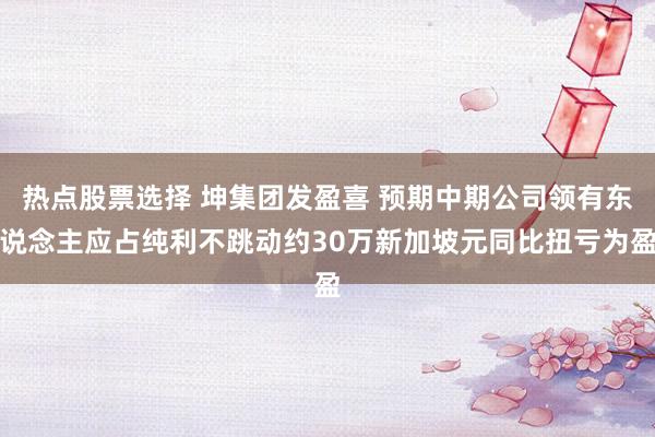 热点股票选择 坤集团发盈喜 预期中期公司领有东说念主应占纯利不跳动约30万新加坡元同比扭亏为盈