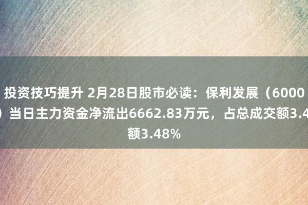 投资技巧提升 2月28日股市必读：保利发展（600048）当日主力资金净流出6662.83万元，占总成交额3.48%